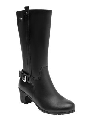 Imagen 2 del producto Bota Punta Redonda de Cuero Mujer Taco Cuadrado