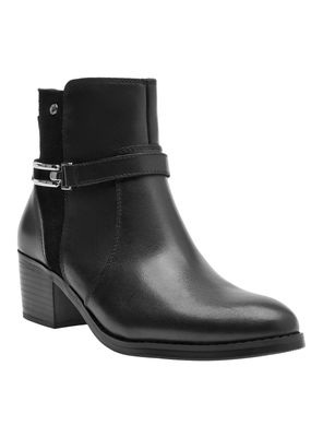 Imagen 2 del producto Botín Cuero Con Detalle Hebilla y Taco Cuadrado Mujer