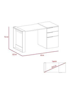 Imagen 2 del producto Escritorio Office 13 Ceniza-Plomo