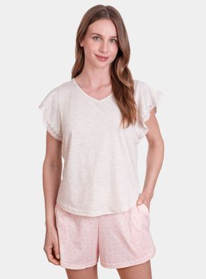 Pijama Corto Algodón con Blonda