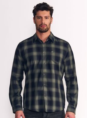 Camisa Regular Cuadro Difuminado