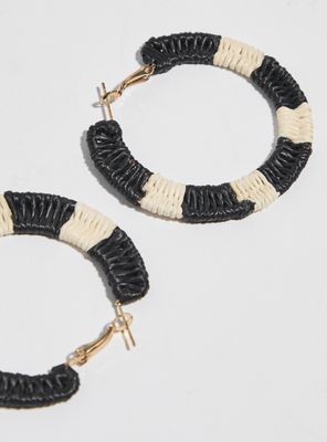 Imagen 2 del producto Aros Argollas de Raffia Bicolor