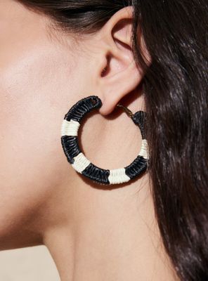 Imagen 2 del producto Aros Argollas de Raffia Bicolor