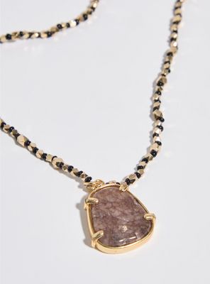 Imagen 2 del producto Collar Multilayer de Mostacillas con Colgante de Piedra