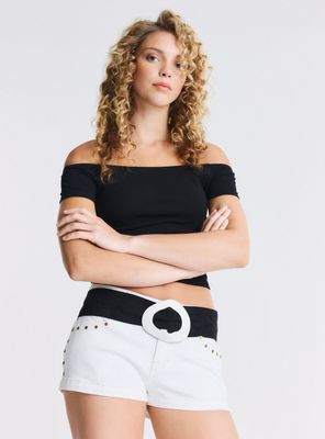 Cinturón Ancho con Hebilla Metálica Tipo Suede