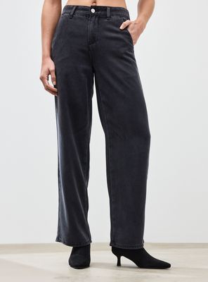 Imagen 1 del producto Jeans Straight Leg Tiro Alto Detalle Sastrero