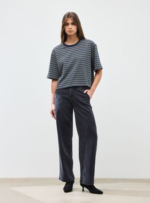 Alaniz Jeans Straight Leg Tiro Alto Detalle Sastrero