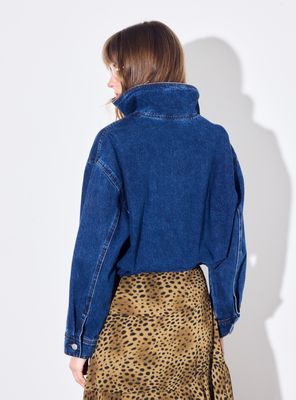 Imagen 2 del producto Chaqueta Bomber Denim con Cuello Alto Funnel