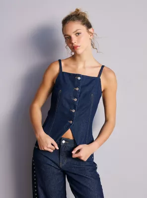 Blusa Top Pabillos Botones Delanteros