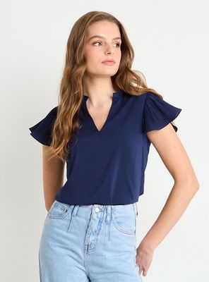 Blusa Doble Vuelo Regular Manga Corta