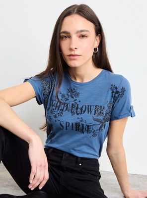 Polera Acid Wash Regular Manga Corta