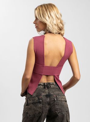 Imagen 2 del producto Polera Tejida Cora Burdeo