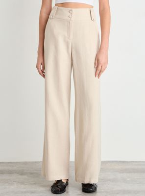 Pantalón Liso Wide Leg Cierre Nailon