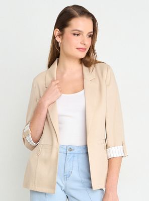 Blazer Liso con Botón Tencel