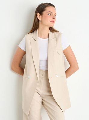 Blazer Liso sin Manga Cuello V