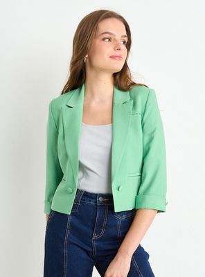 Blazer Liso Manga Tres Cuartos Color
