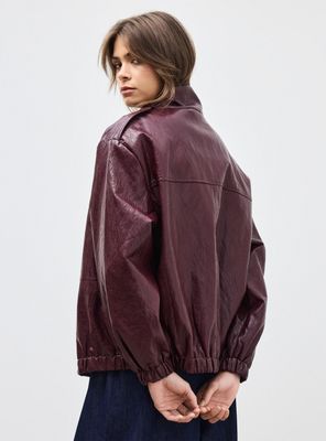 Imagen 2 del producto Chaqueta Bomber Cuello Alto Funnel Efecto Cuero