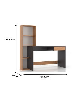 Imagen 2 del producto Escritorio Andreas Café Grafito 158.5x52x152 cm