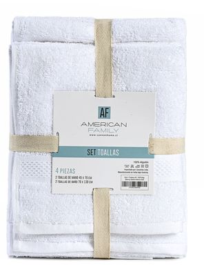 Set de 4 Toallas  Blanco Algodón