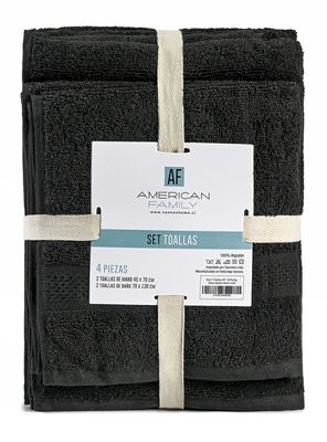 Imagen 1 del producto Set de 4 Toallas  Negro Algodón