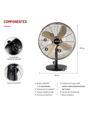Imagen 2 del producto Ventilador de Sobremesa 16'' 50W TH-16BNM Bronce