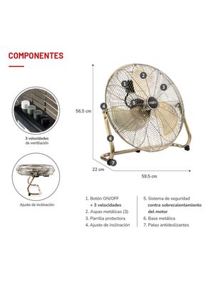 Imagen 2 del producto Ventilador de Pie 20'' Tornado Pro TH-20BNS Bronce