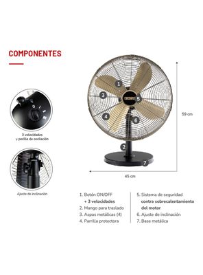 Imagen 2 del producto Ventilador de Sobremesa 16'' 50W TH-16BNM