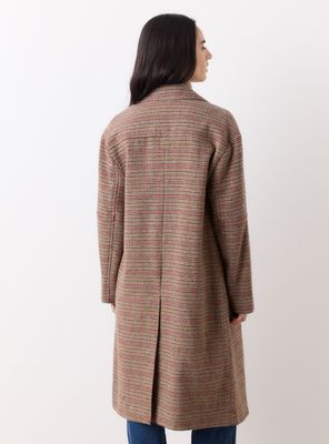 Imagen 2 del producto Abrigo con Diseño de Cuadros Tela con Mezcla de Lana