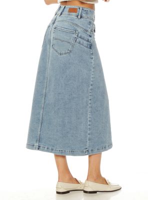 Imagen 2 del producto Falda Denim Tiro Alto Push Up Pretina 2 Botones