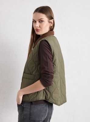 Imagen 2 del producto Parka sin Mangas con Cuello de Cotelé Contrastado