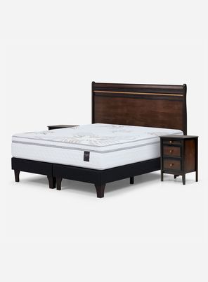 Cama Europea Art 4 2 Plazas Base Dividida Opera II + Respado + Veladores