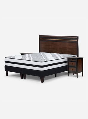 Cama Driven Opera II 2 Plazas Base Dividida + Respaldo + Veladores