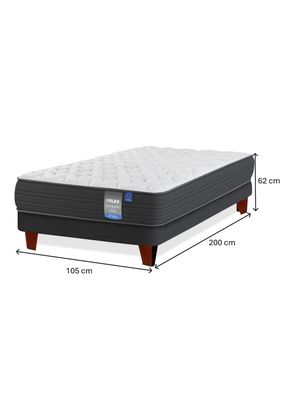 Imagen 2 del producto Cama Europea Europedic Dual 1.5 Pl azas Base Normal + Respaldo Royal Gris + Velador Atenas