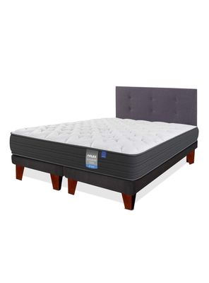 Cama Europea Europedic Dual 2 Plazas Box Base Dividida+ Respaldo Royal Grafito