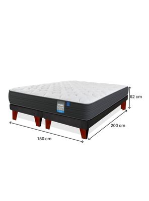 Imagen 2 del producto Cama Europea Europedic Dual 2 Pl azas Box Base Dividida + Respaldo Royal Gris + Velador Atenas