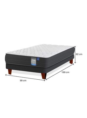 Imagen 2 del producto Cama Europea Europedic Dual 1 Plaza Base Normal + Respaldo Royal Negro