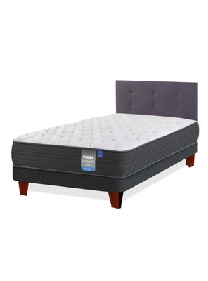 Cama Europea Europedic Dual 1.5 Plazas Base Normal + Respaldo Royal Grafito
