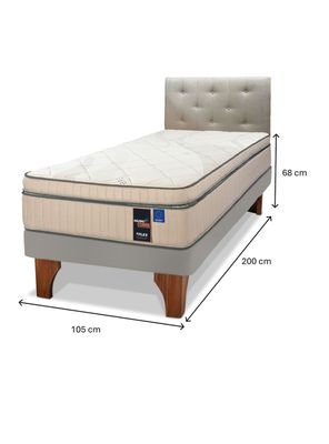 Imagen 2 del producto Cama Europea Arena Maximo Cobre  1.5 Plazas Base Normal + Respaldo Almendra + Velador Roma