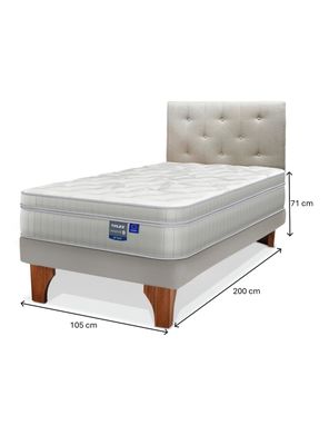 Imagen 2 del producto Cama Europea Arena  Paradise  1.5 Plazas Base Normal + Respaldo Almendra
