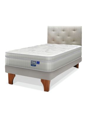 Cama Europea Arena Paradise 1.5 Plazas Base Normal + Respaldo Almendra