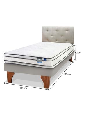 Imagen 2 del producto Cama Europea Arena Innova 1.5 Plazas Base Normal + Respaldo Almendra + Velador Roma