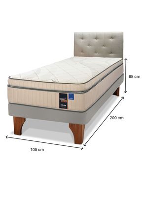 Imagen 2 del producto Cama Europea Arena Maximo Cobre  1.5 Plazas Base Normal + Respaldo Almendra