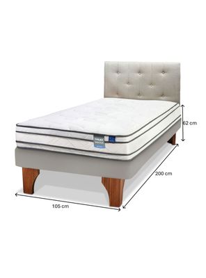 Imagen 2 del producto Cama Europea Arena Innova 1.5 Plazas Base Normal + Respaldo Almendra