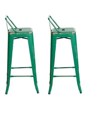 Pack de 2 Sillas Bar High Vintage Verde Esmeralda