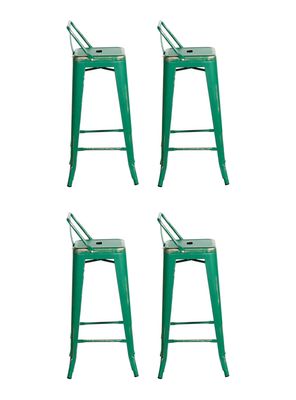 Pack de 4 Sillas Bar High Vintage Verde Esmeralda