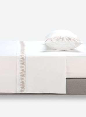 Imagen 2 del producto Sábana 1.5 Plazas Bordada Floral Blanca 220 Hilos