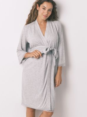 Bata Larga Maternity Pointelle Oscuro