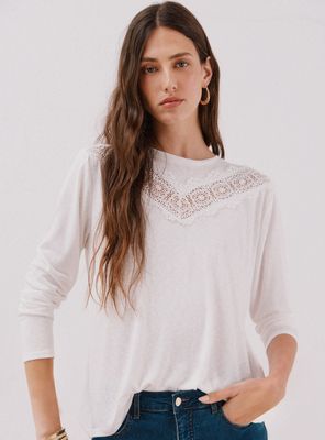 Imagen 1 del producto Polera Detalle Encaje Floral