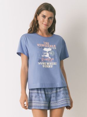 Pijama Corto Algodón Snoopy Color
