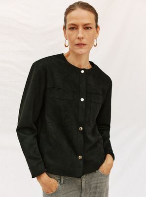 Chaqueta Efecto Piel Sólido